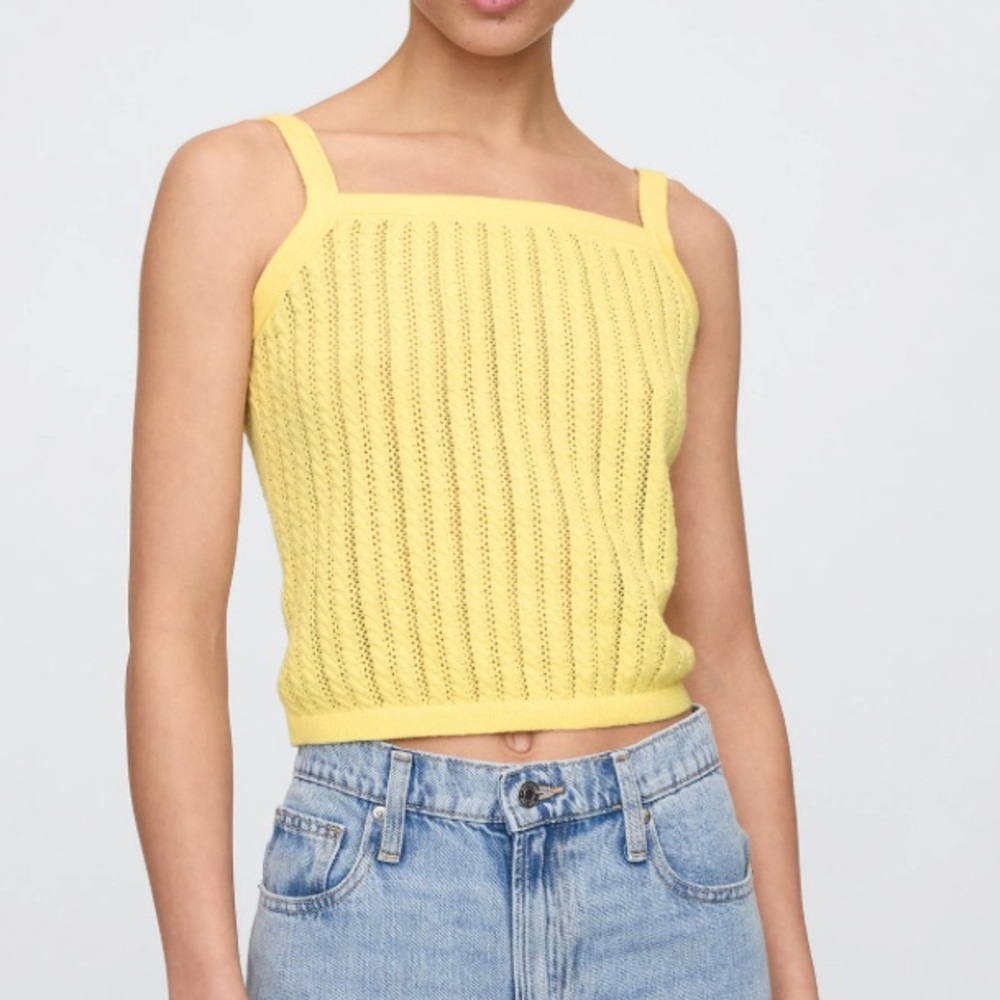 GAP Yellow Knit Square-Neck Tank Top and matching Cardigan- Women